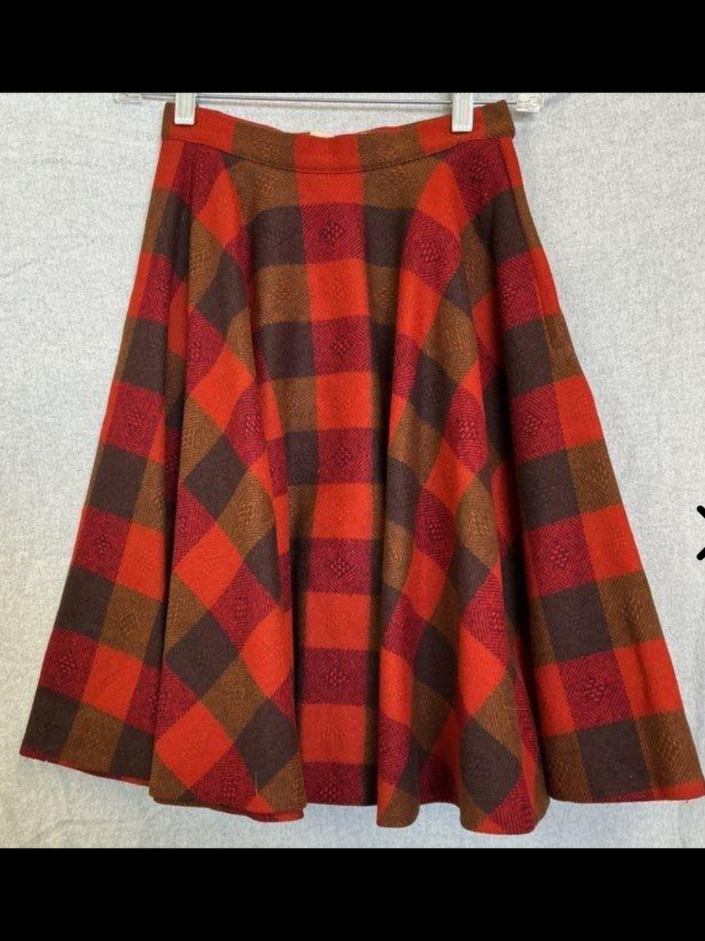 Pendleton Red and Brown Plaid Circle Skirt